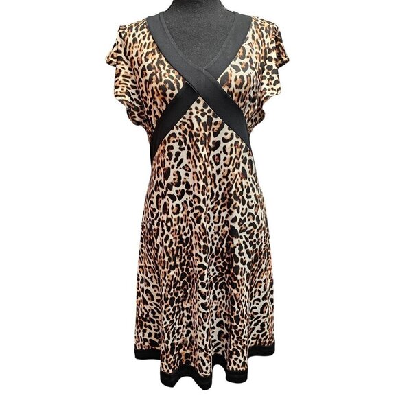Stella + Ginger Leopard Print Crisscross Border Above the Knee Dress, Size Small - Picture 4 of 8